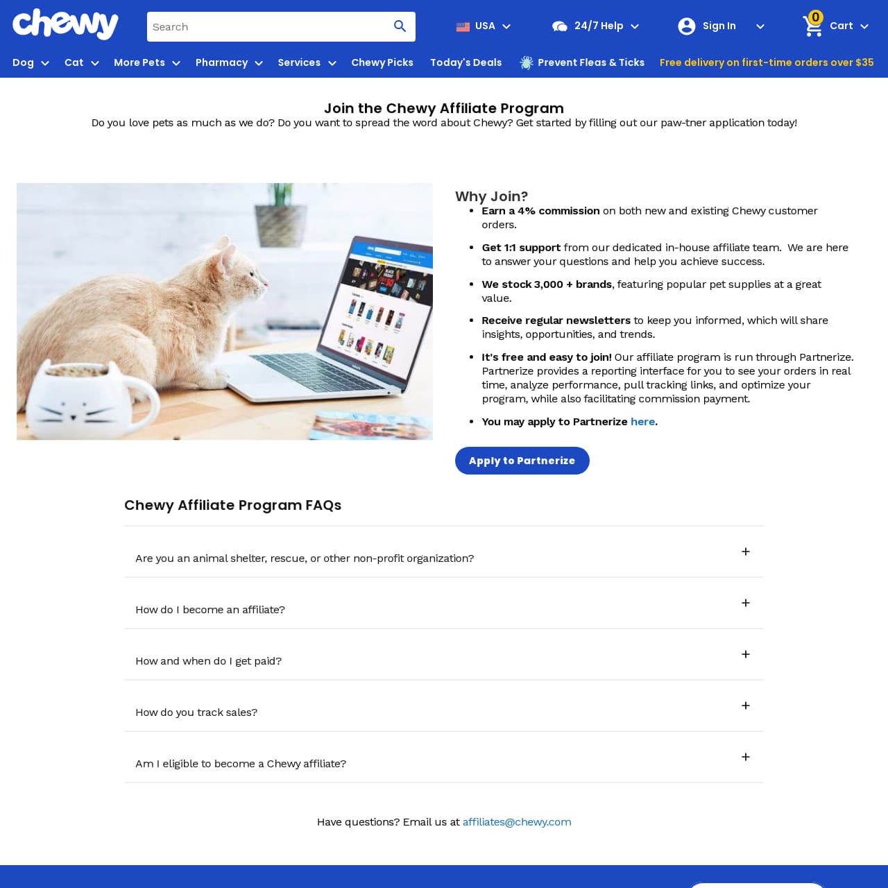 Chewy Affiliate Landing PAge