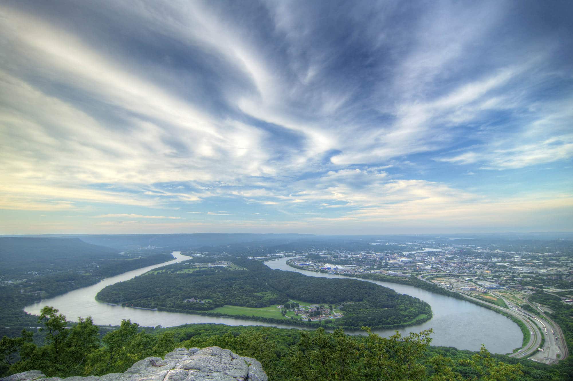 The view of the Tennessee River from the Ochs Observatory