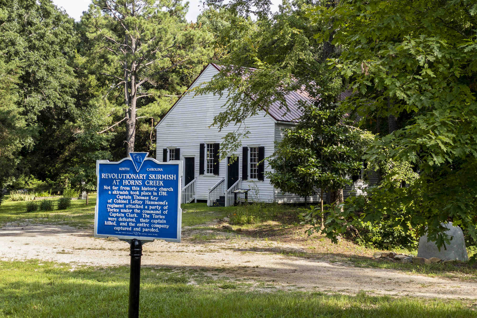 Historical marker outside Horn’s Creek Baptist Church in Edgefield, South Carolina.