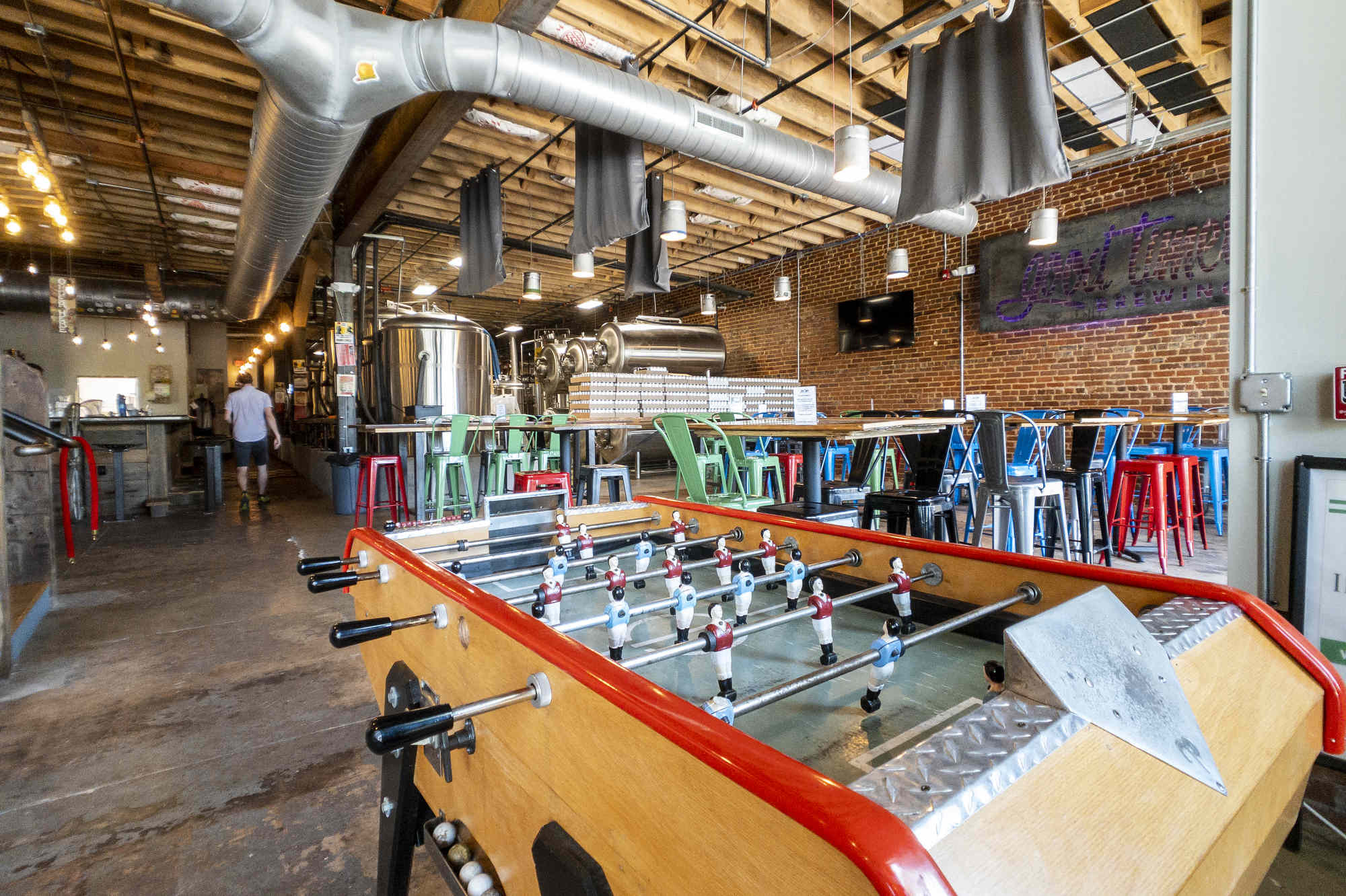 Foosball game table at Good Times Brewing in Greenwood, South Carolina.