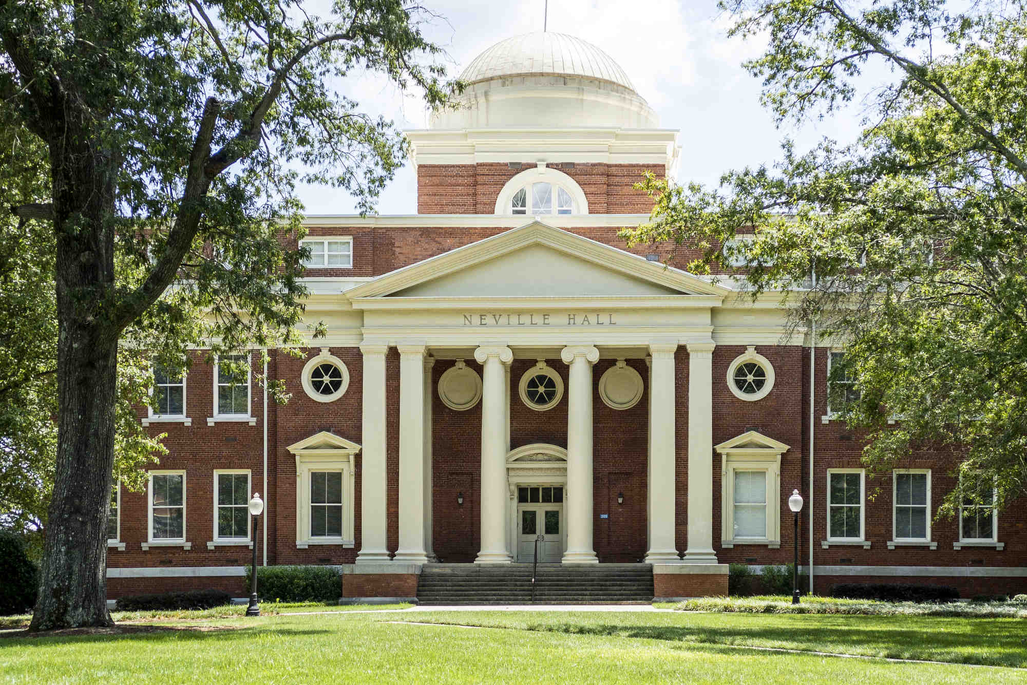 Neville Hall on the Presbyterian College campus in Clinton, South Carolina.