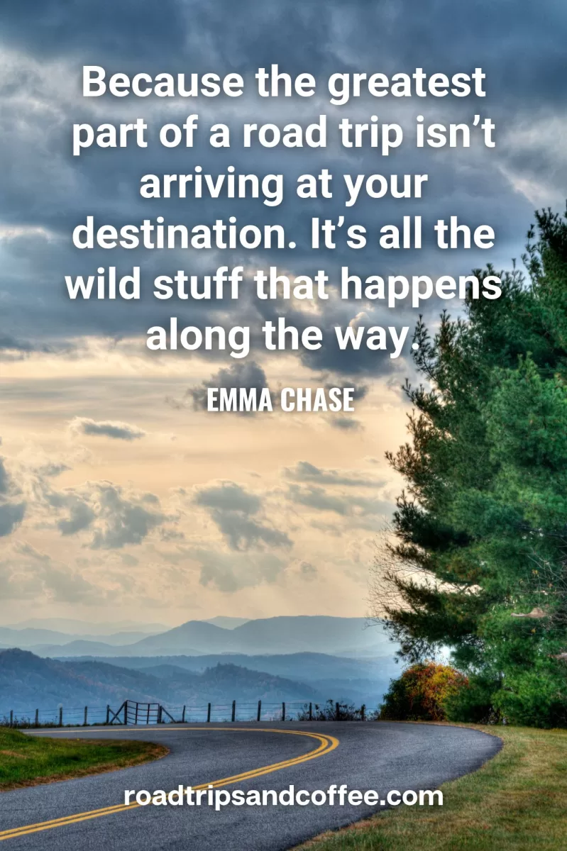 “Because the greatest part of a road trip isn’t arriving at your destination. It’s all the wild stuff that happens along the way.” – Emma Chase 
